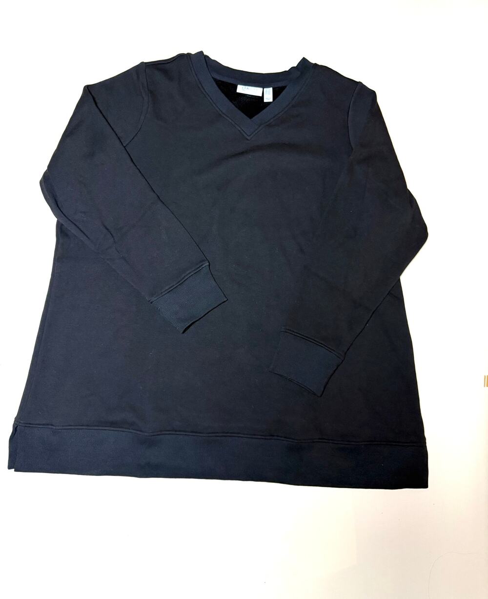 d&co. Active Black V-Neck Long Sleeve Pullover Top 2X